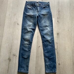 Kocca Women's Size 27 Blue Denim Skinny Jeans Medium Wash Distressed Stretch